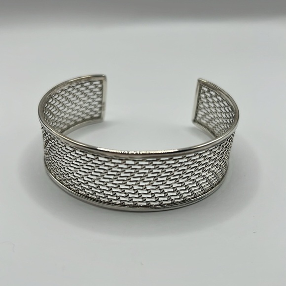 Vintage Sterling Silver Mesh Cuff Bracelet - Picture 6 of 6